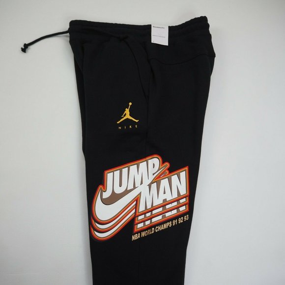 Nike Air Jordan Jump Men NBA Champs 91 Men Fleece Pants Black SZ - Picture 5 of 12
